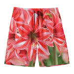 Amaryllis Flower Print Men's Swim Trunks