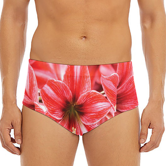 Amaryllis Flower Print Men's Triangle Swim Briefs