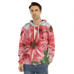 Amaryllis Flower Print Men's Velvet Pullover Hoodie