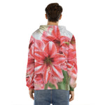 Amaryllis Flower Print Men's Velvet Pullover Hoodie