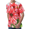 Amaryllis Flower Print Men's Velvet T-Shirt