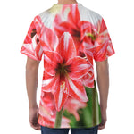 Amaryllis Flower Print Men's Velvet T-Shirt