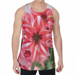 Amaryllis Flower Print Men's Velvet Tank Top