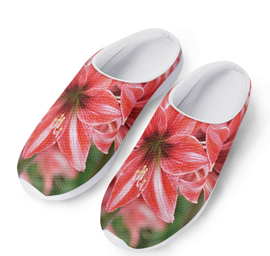 Amaryllis Flower Print Mesh Casual Shoes