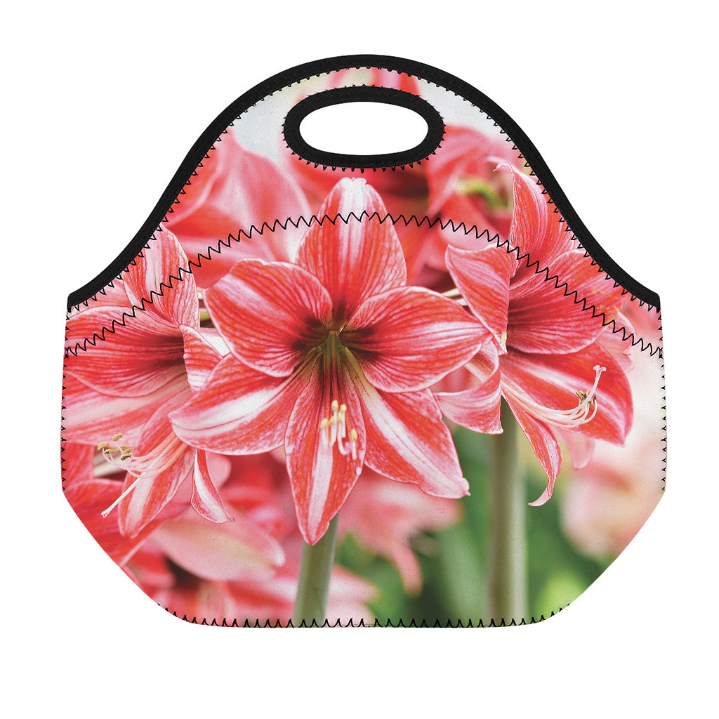 Amaryllis Flower Print Neoprene Lunch Bag