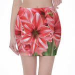 Amaryllis Flower Print Pencil Mini Skirt