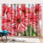 Amaryllis Flower Print Pencil Pleat Curtains