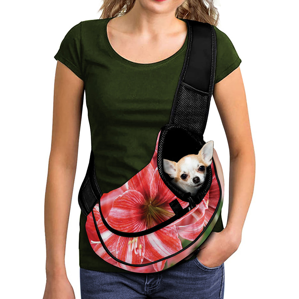 Amaryllis Flower Print Pet Sling Carrier