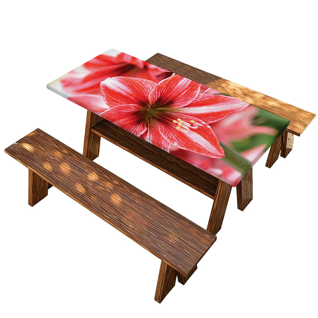 Amaryllis Flower Print Picnic Table Cover