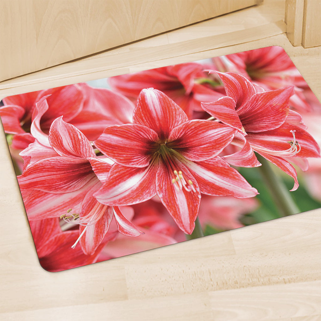 Amaryllis Flower Print Polyester Doormat