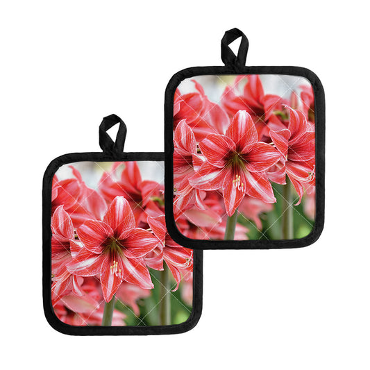 Amaryllis Flower Print Pot Holders