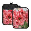 Amaryllis Flower Print Pot Holders With Pocket