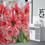 Amaryllis Flower Print Premium Shower Curtain