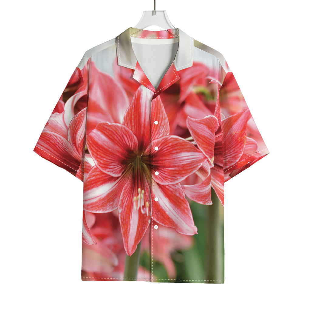 Amaryllis Flower Print Rayon Hawaiian Shirt