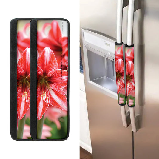 Amaryllis Flower Print Refrigerator Handle Covers