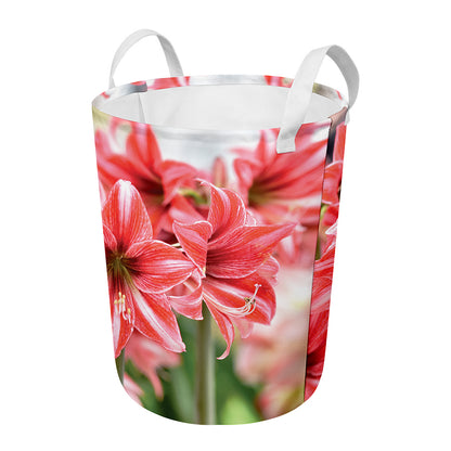 Amaryllis Flower Print Round Laundry Basket