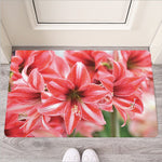 Amaryllis Flower Print Rubber Doormat