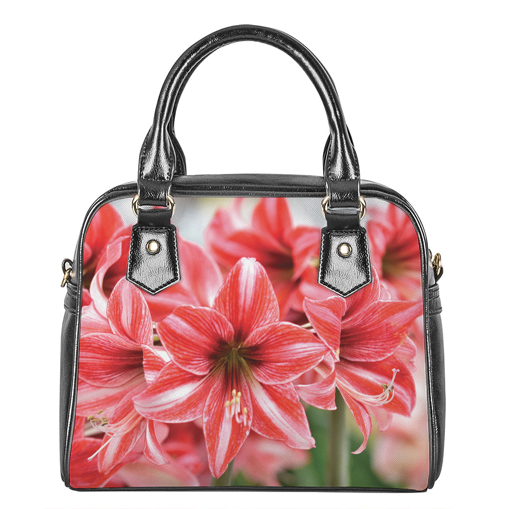 Amaryllis Flower Print Shoulder Handbag