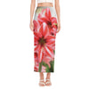 Amaryllis Flower Print Side Slit Maxi Skirt