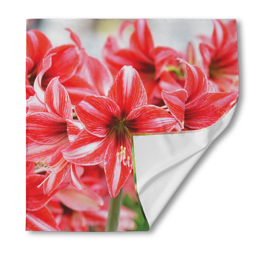 Amaryllis Flower Print Silk Bandana