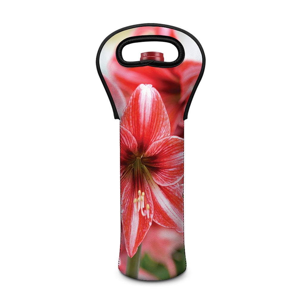 Amaryllis Flower Print Single Neoprene Wine Tote