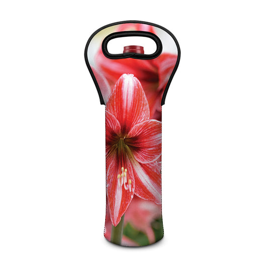 Amaryllis Flower Print Single Neoprene Wine Tote