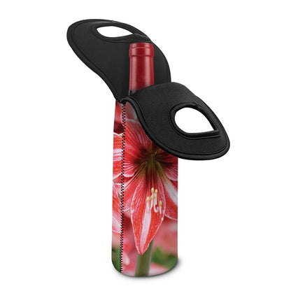 Amaryllis Flower Print Single Neoprene Wine Tote
