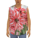 Amaryllis Flower Print Sleeveless Baseball Jersey