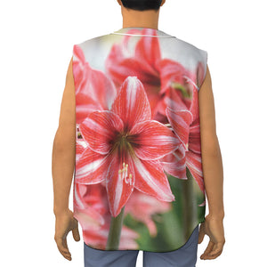 Amaryllis Flower Print Sleeveless Baseball Jersey