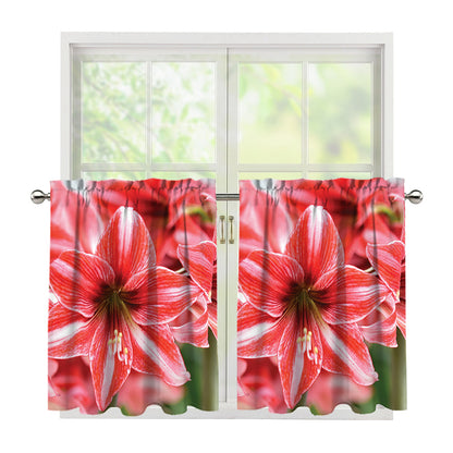 Amaryllis Flower Print Tier Curtains