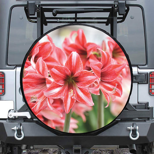 Amaryllis Flower Print Tire Cover