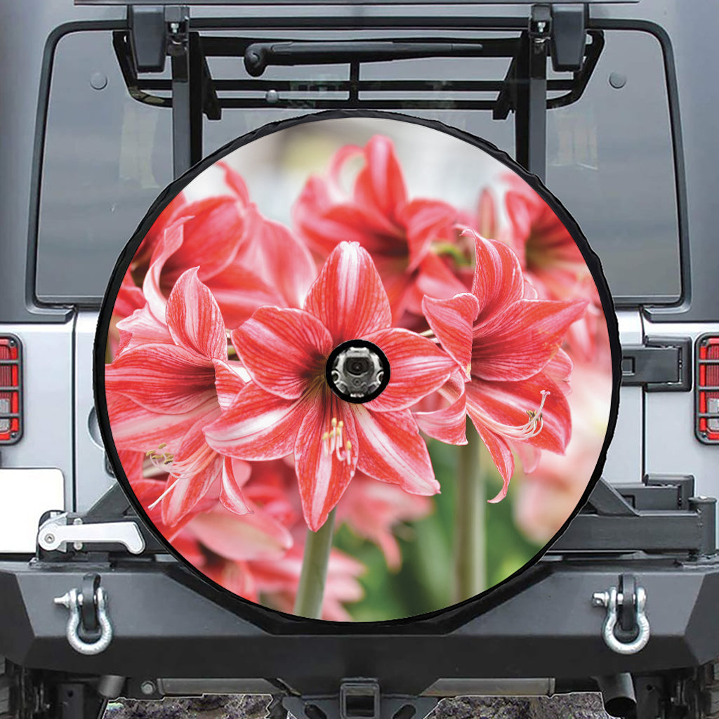 Amaryllis Flower Print Tire Cover With Camera Hole