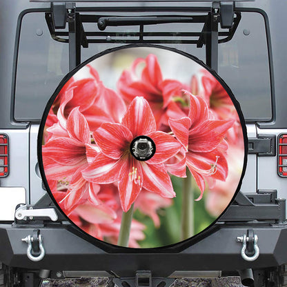 Amaryllis Flower Print Tire Cover With Camera Hole