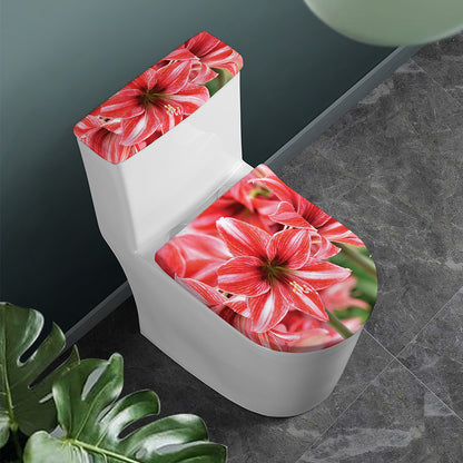 Amaryllis Flower Print Toilet Lid And Tank Cover Set