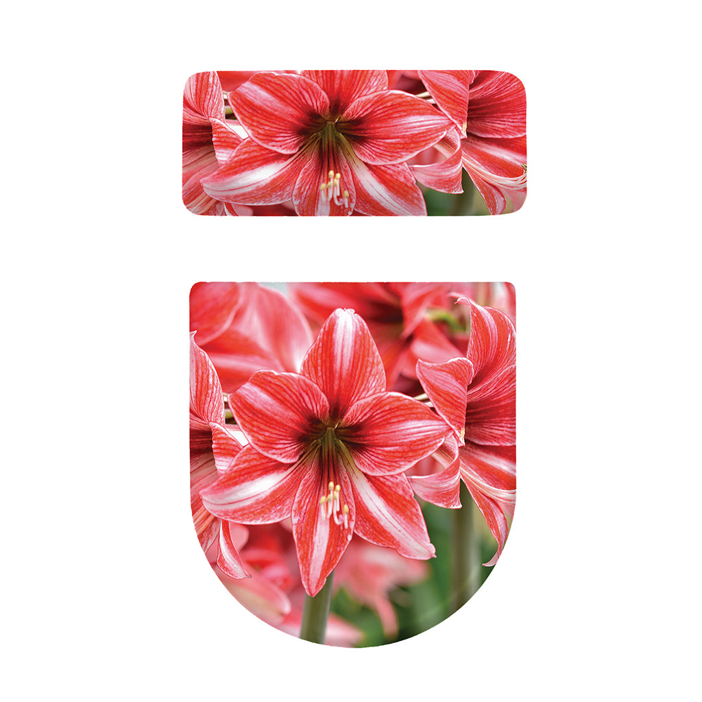 Amaryllis Flower Print Toilet Lid And Tank Cover Set