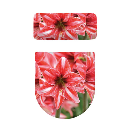 Amaryllis Flower Print Toilet Lid And Tank Cover Set