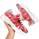 Amaryllis Flower Print White Chunky Shoes