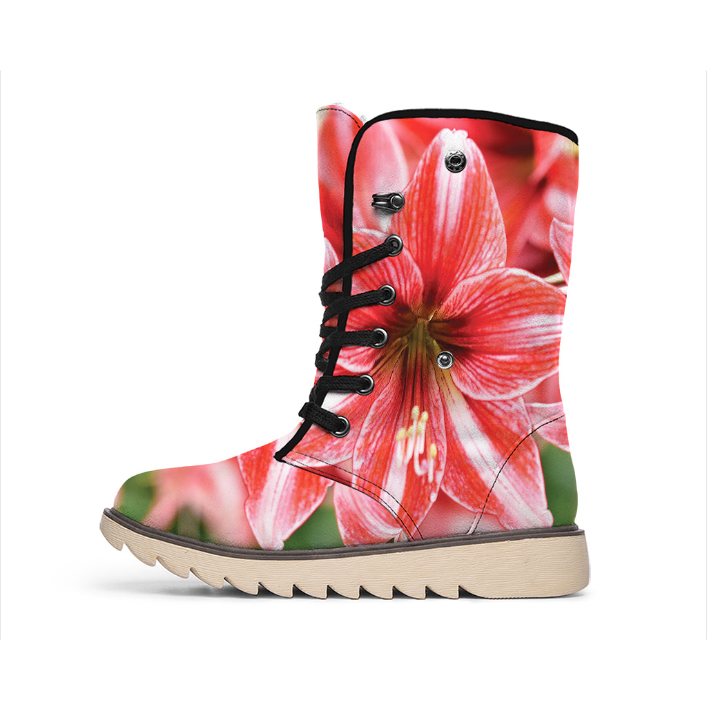 Amaryllis Flower Print Winter Boots