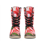 Amaryllis Flower Print Winter Boots