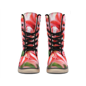 Amaryllis Flower Print Winter Boots