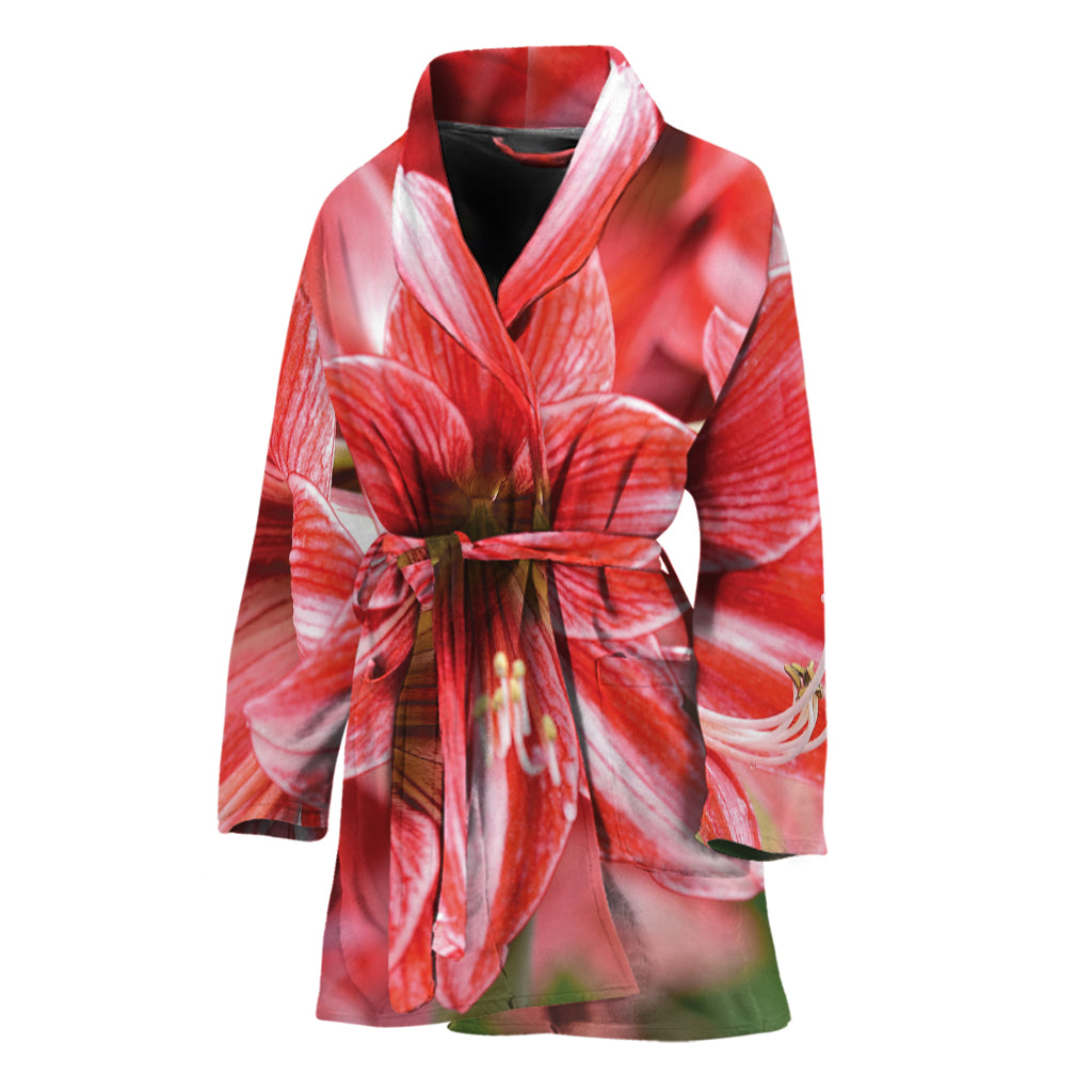 Amaryllis Flower Print Women's Bathrobe