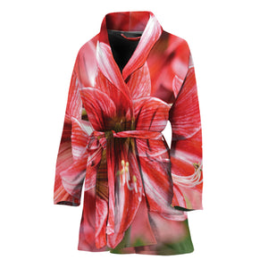 Amaryllis Flower Print Women's Bathrobe