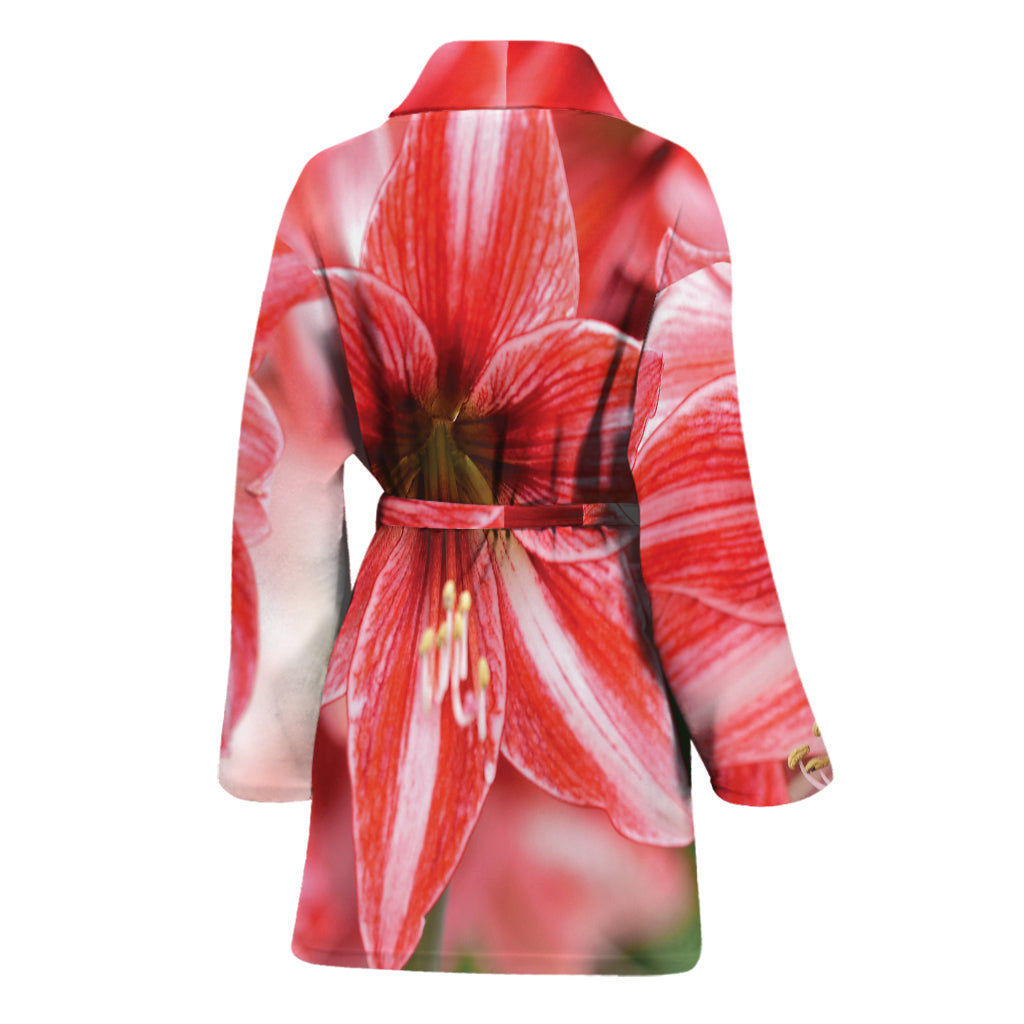 Amaryllis Flower Print Women's Bathrobe