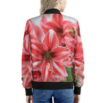 Amaryllis Flower Print Women's Bomber Jacket