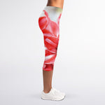 Amaryllis Flower Print Women's Capri Leggings