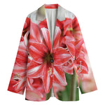 Amaryllis Flower Print Women's Cotton Blazer