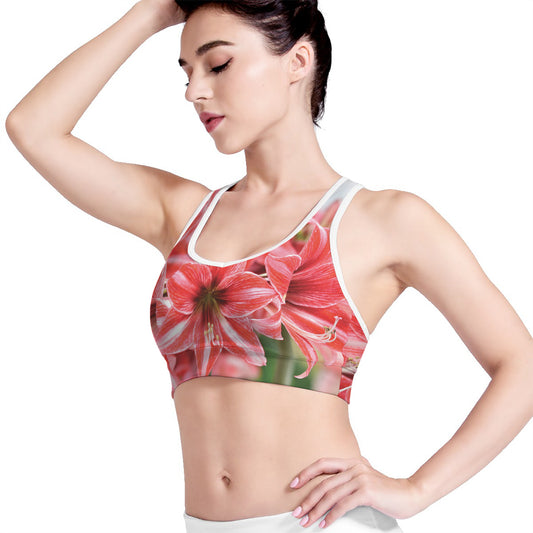 Amaryllis Flower Print Women's Sports Bra