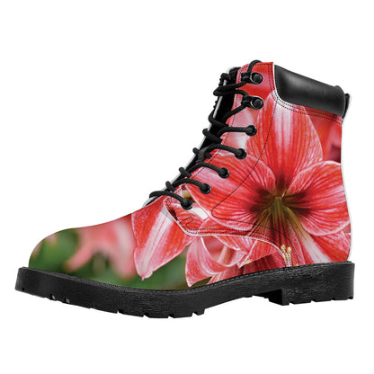 Amaryllis Flower Print Work Boots