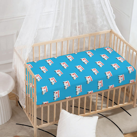 Ambulance Paramedic Car Pattern Print Baby Crib Sheet