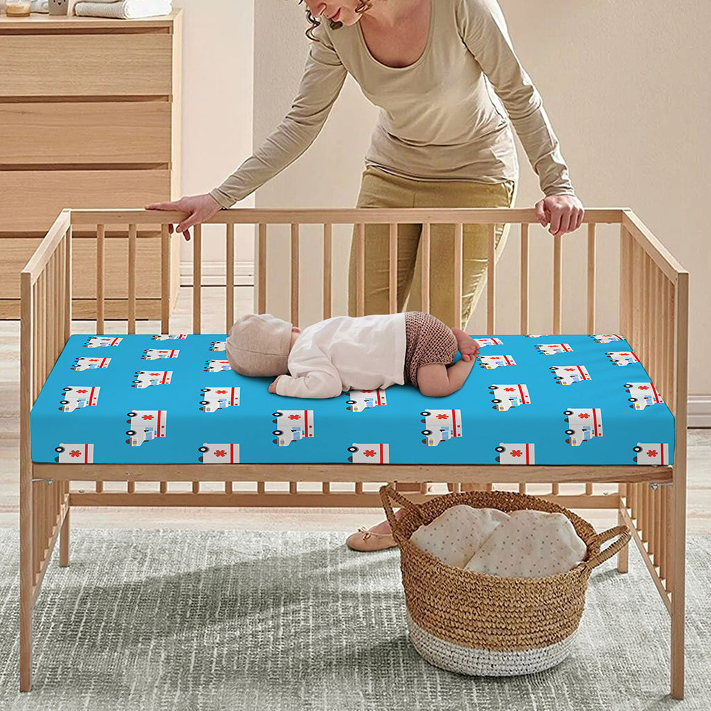 Ambulance Paramedic Car Pattern Print Baby Crib Sheet